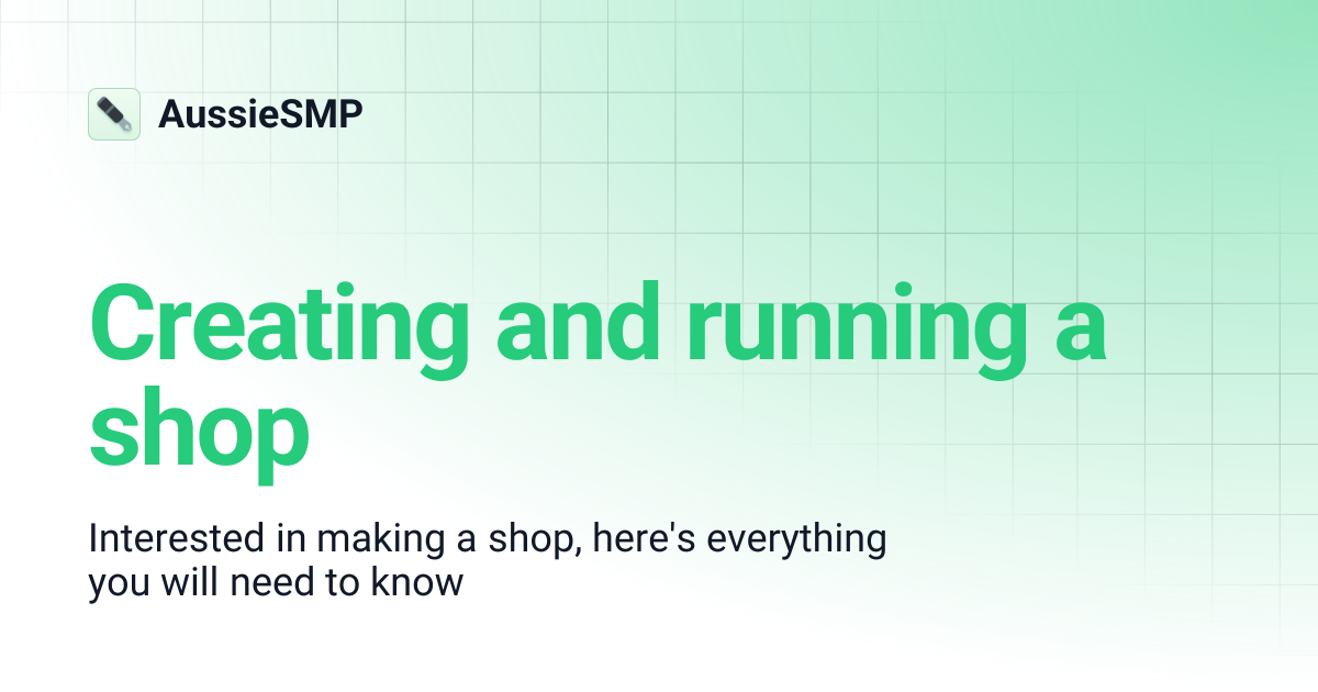 Creating and running a shop | AussieSMP